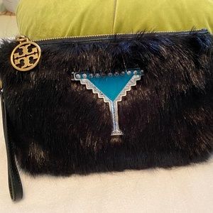 TORY BURCH FURRY MARTINI CLUTCH